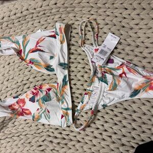 Roxy White and Multicolor Bikini Set